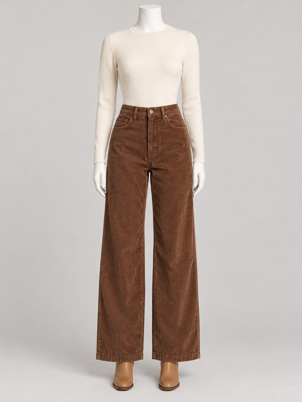 GAP Wide-Leg High-Rise Corduroy Pants in Brown